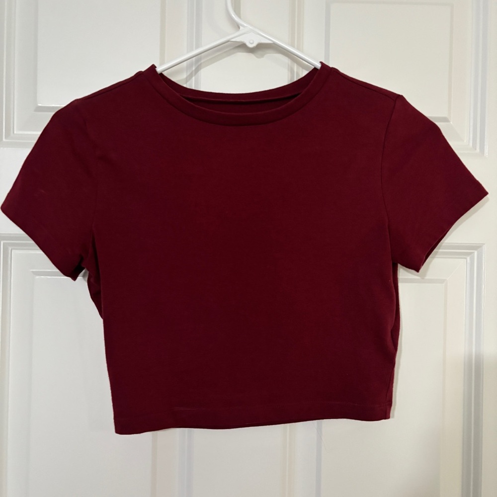 Wild Fable Red Crop Fitted T-Shirt Short Sleeve